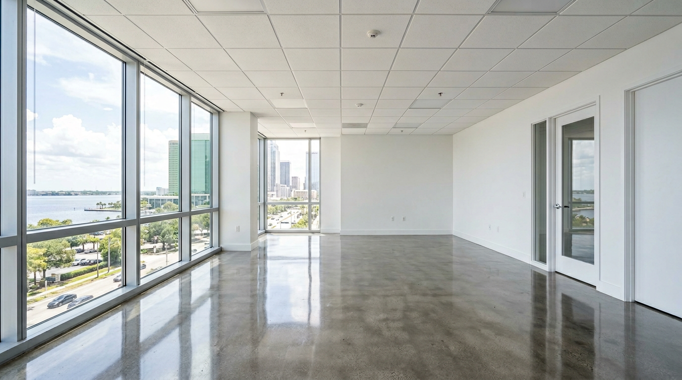 Clean empty commercial lease suite in Pasco County ready for landlord turnover