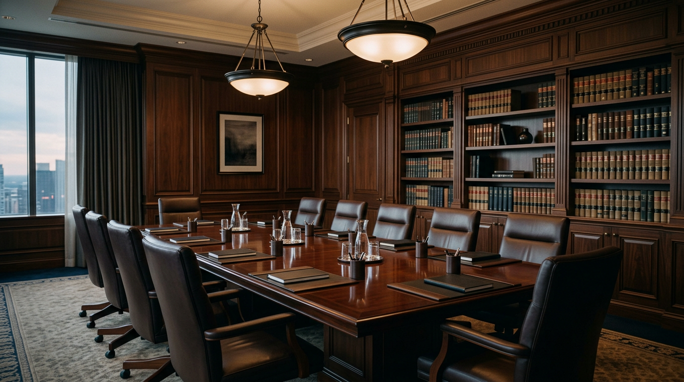 Upscale law firm conference room in Pasco County professionally cleaned by A Good Clean Vibe