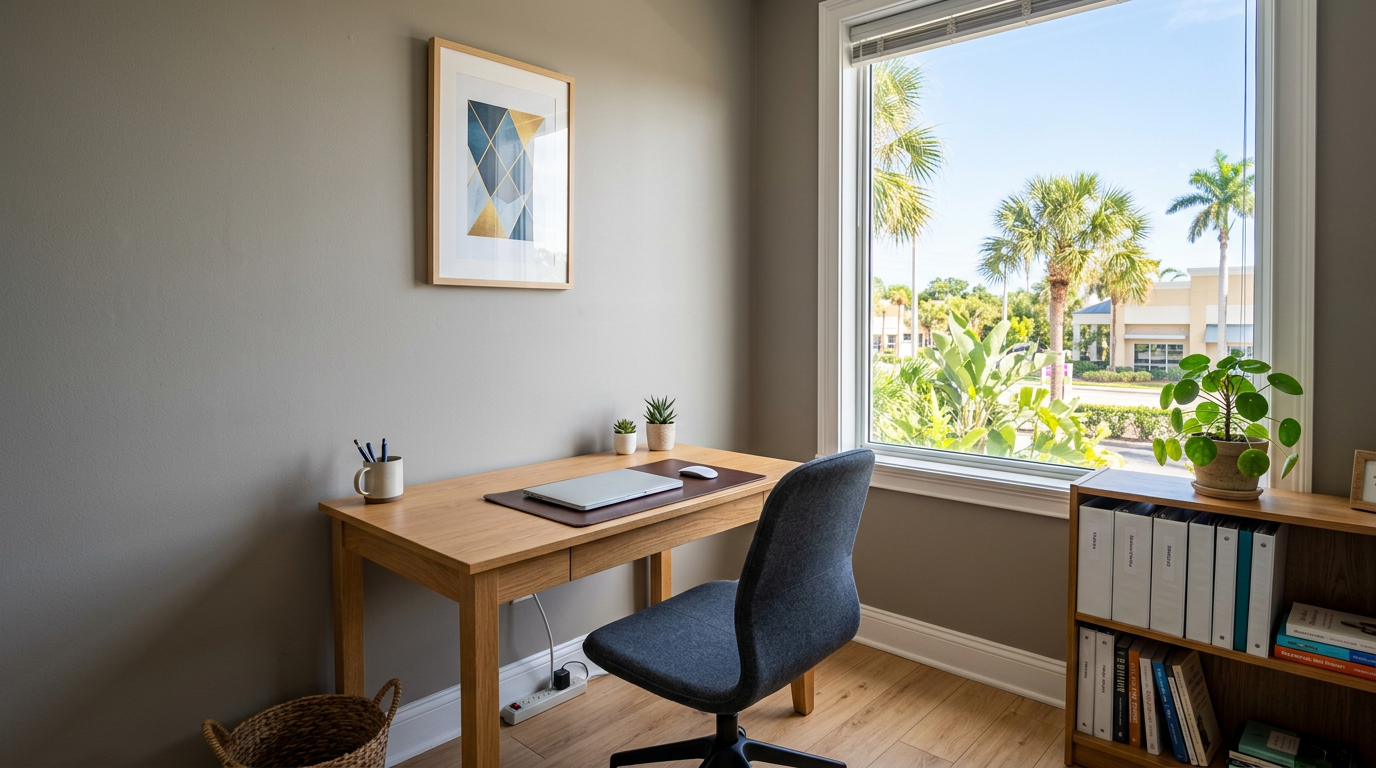 Small modern office suite in Florida ready for the work week after a professional cleaning