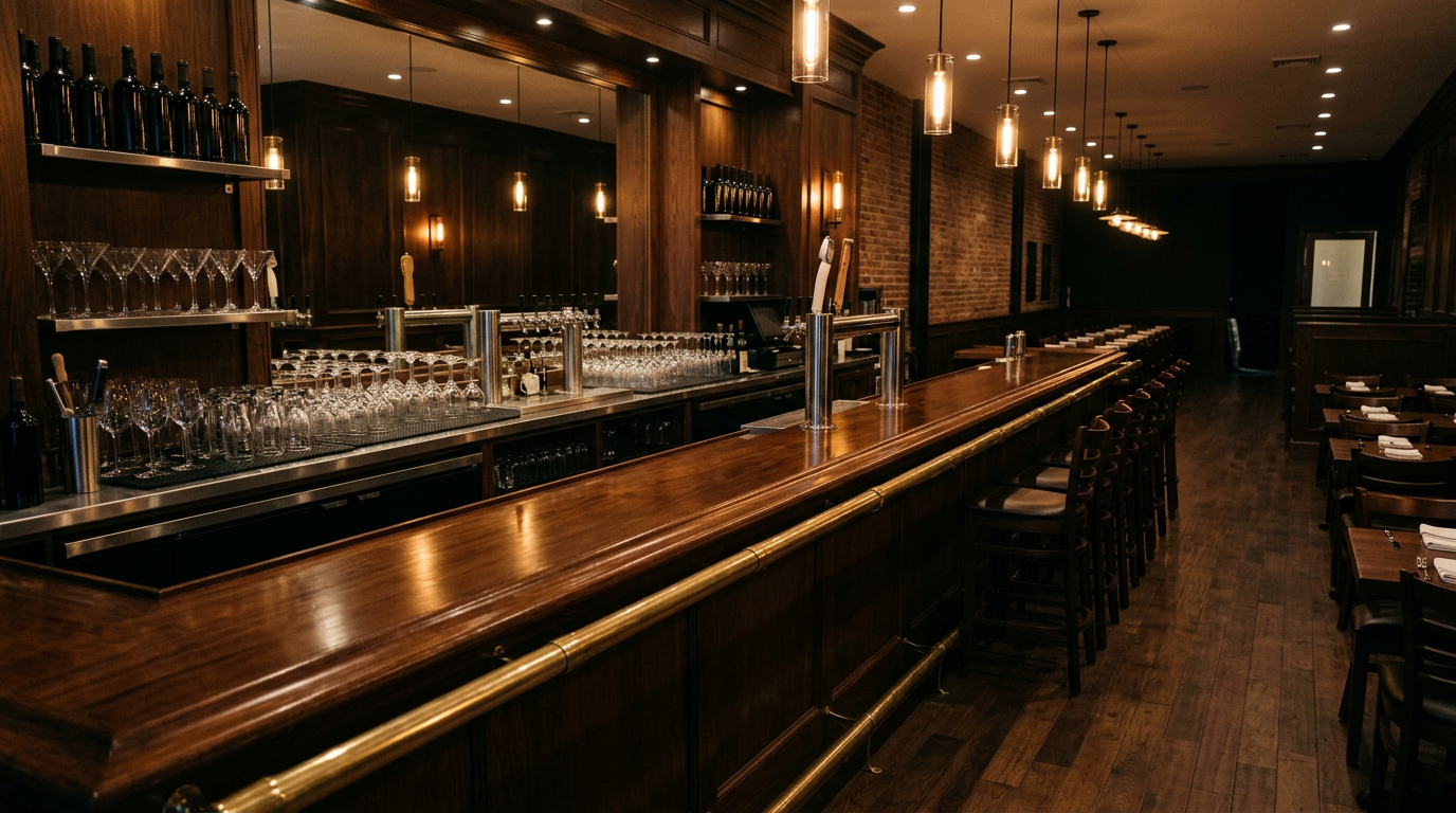 Clean bar and taproom interior reset for service in Pasco County