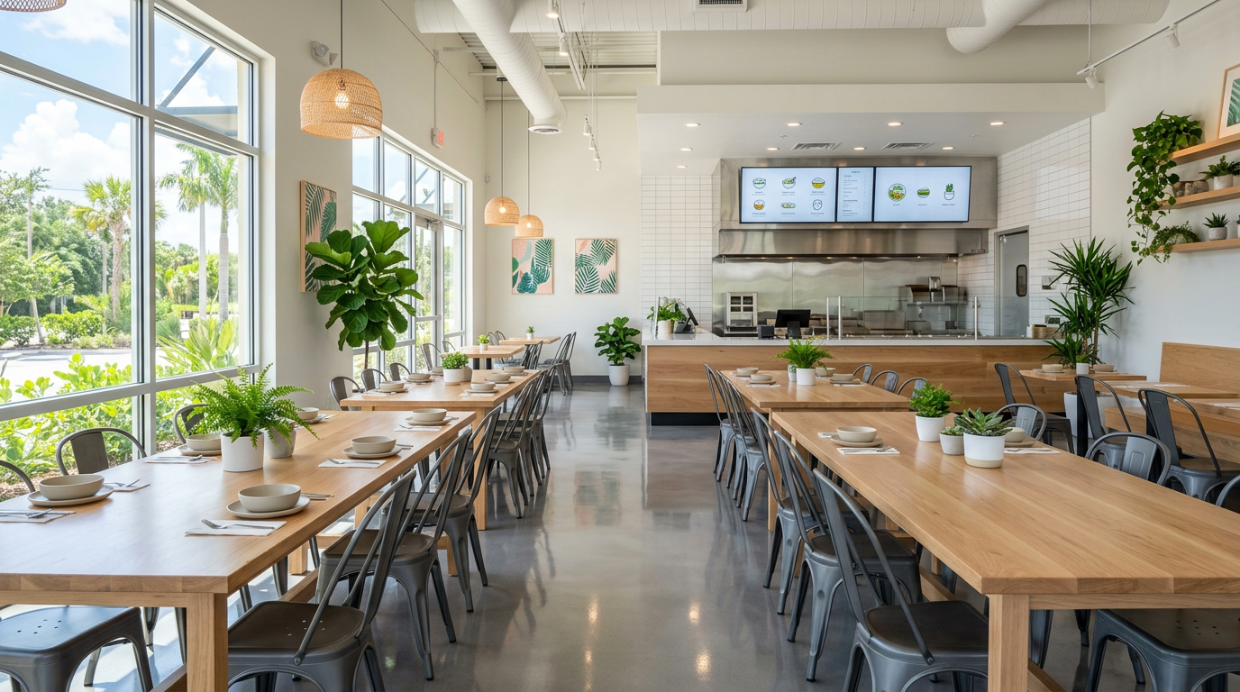 Fast-casual restaurant dining area cleaned in Pasco County, Florida